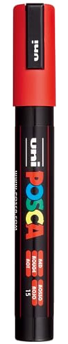 POSCA 182521 - POSCA Marker PC-5M, mit 1.8 - 2.5 mm Rundspitze, rot, 1 Stück