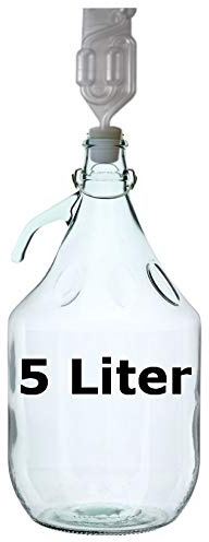 Glass Balloon Demijohn 5 Litres with Swing Stopper and Fermentation Attachment5 Litre Demijohn / Fermenter