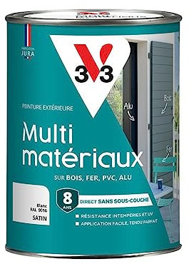 V33 Peinture extérieure multi-matériaux, Blanc satin 1,5L