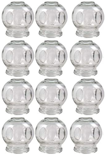 Set di 12 Ventose in Vetro, Diametro: 7 cm, Altezza: 8 cm, Diametro Interno: 4,3 cm, per Massaggi Sottovuoto e Bicchieri