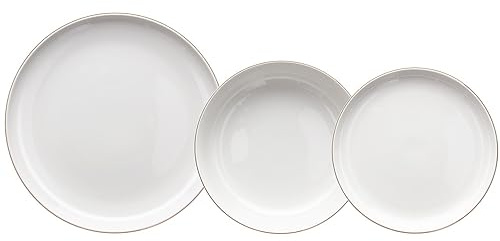 Tognana Edge Gold Thread, 12 stycken, porslin, vit tallrik, 4 personer,