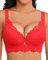 Svmer Push Up Lace Bra for Women Underwire Plus Size Comfortable Brassiere Red 42D