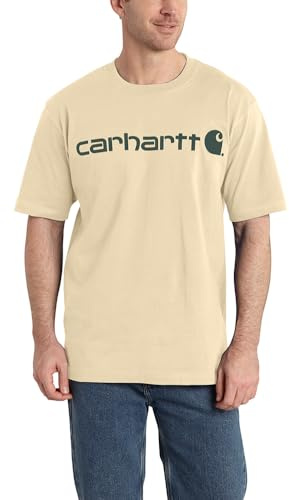 Carhartt Camiseta gráfica ligera de manga corta con logotipo para hombre, Leche de avena, XX-Large