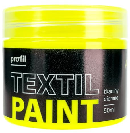 Profil TEXTIL PAINT - Farbe für Dunkle Stoffe - für Denim, Leinen, Kord und andere - gut für Leinwand, Holz, Wände, Decoupage - 15 Farben - 50 ml - Fluorgelb - 1 Stück