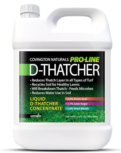 Covington PRO-LINE D-THATCHER Liquid Dethatcher (32oz) – Lawn Thatch Remover & Soil Softener, Grass Clipping Breakdown for Healthy Lawns & Gardens – Dethatcher and Aerator in one, Safe for Kids & Pets