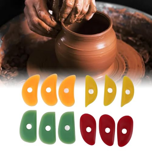 Pottery Clay Rib, 12ST Mjuk Slät Form Keramik Silikon Keramik Keramik Lera Verktyg för Keramiklera Konstnärer Modellering DIY-projekt