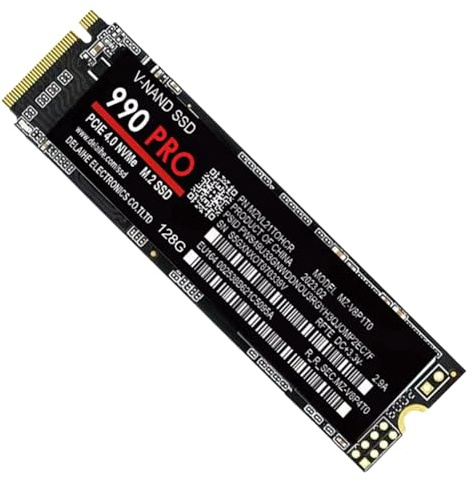 Rordigo 1 PCS 128G 990 PRO M.2 2280 SSD PCIe 4.0 NVMe Gaming Internal Hard Drive Black PCB for Laptop Desktop
