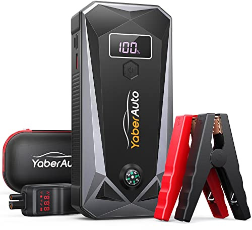 Avviatore Batteria Auto, 8000A 26800mAh YaberAuto Avviatore Emergenza per Auto (Tutto Benzina/10.0L Diesel), Booster Avviamento con Ricarica Rapida USB 18W,Display LCD 3,3,Torcia 400 Lumens