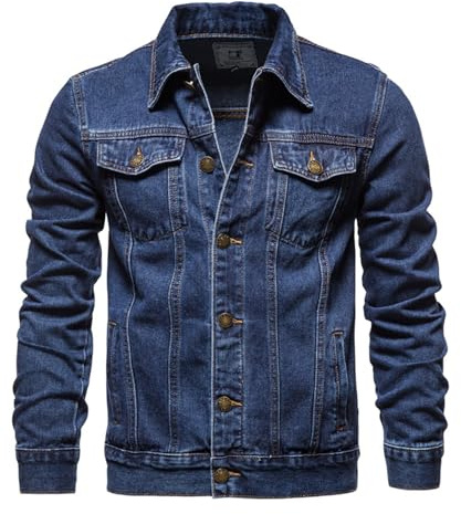 Btmpmcs Denimjackor för män lastbilsförarjacka västerländsk klassisk vintage rock bomull vadderad krage topp knapp ner vardagliga ytterkläder långärmad enfärgade jeansjackor utomhus cowboy