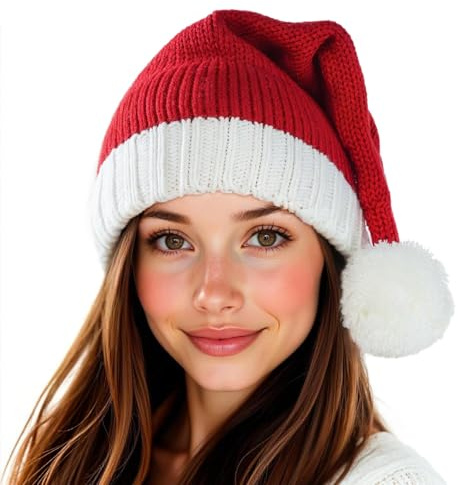 Adultes Chapeaux Noël Rouge,Bonnet de Noel Adulte,bonnet noel Chapeau de Père Noël Adultes,Chapeau De noël en Peluche Bonnet Chaud Épais pour Homme Femme Noel Nouvel Festives Cosplay Fêtes (D)