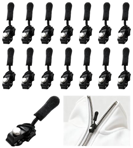 15 piezas Cremalleras, Reparador de Cremallera Kit, Cremallera reparación - Disponibles en 3 tallas (S, M, L) - Para una instalación sin herramientas - Son perfectos para chaquetas, maletas y mochilas