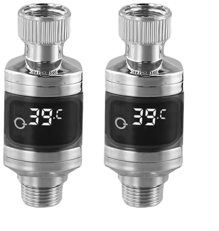 Noteflora Temperature Display Electric LED Display Shower Thermometer, Bathroom Shower Water Thermometer Water Temperature Monitor, Compatible With 1/2 Inch Pipes