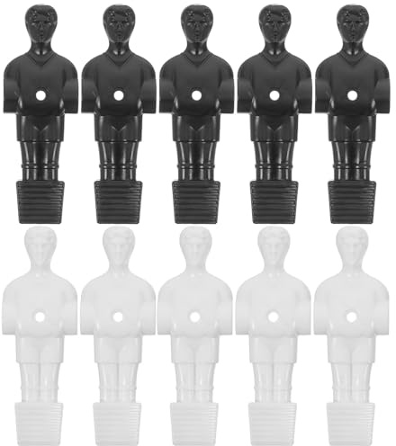 GLEAVI Giocattoli da Calcio Balilla 10 Pezzi di Omini in Plastica Bianco e Nero, Set di Ricambi per Biliardino, Accessori Calcio Balilla per Uso Domestico e Ludico