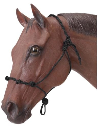 Tough1 Knotted Rope Halter with Twisted Crown - Black