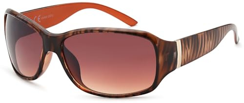 styleBREAKER Gafas de sol de diseño para mujer con patrón de rayas, forma de mariposa, montura completa, Butterfly 09020052, Marco marrón/delineado de vidrio marrón