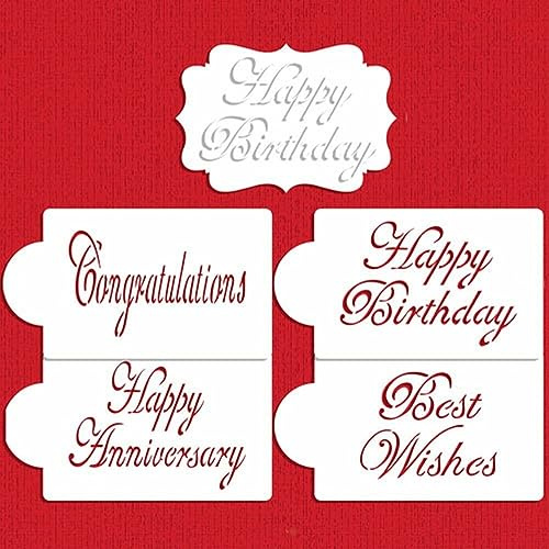 Large Script Celebration Cake Stencil Set by Designer Stencils