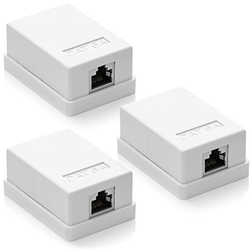 deleyCON 3x CAT 6a Netzwerkdose 1x RJ45 Buchse FTP geschirmt Aufputz Montage 10 Gbit Ethernet Netzwerk LAN Dose RAL 9003 Weiß