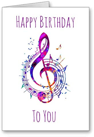 music Birthday Card Happy Birthday Watercolour effect (envelope included)Not personalised but suitable for eg friend sister mum daughter granddaughter auntie husband brother son Grandson Uncle teacher