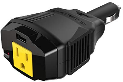 Scosche PI100CL INVERT100 - 100W Car Power Inverter with 12W USB Port - 12V DC to 110V AC Converter for Vehicles - Vehicle Outlet Plug Adapter - DC to AC Converter - Car Charger for Laptop Computer