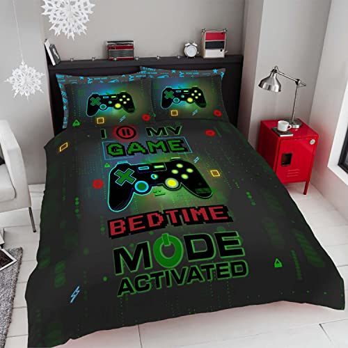 GC GAVENO CAVAILIA Gamer Duvet Cover Double, Breathable Polycotton Gaming Bedding Set, Soft Comforter Covers