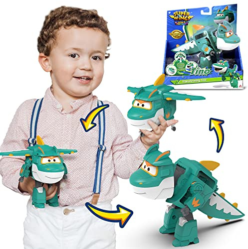 Super Wings 5-tums Tino Dinosaurie Transformerbar Leksak - Enkel Omvandling, Present Barn 3+ År, Grön