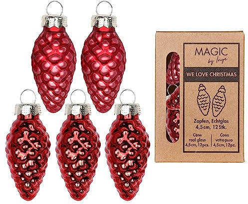 inge-glas Christbaumschmuck Zapfen Glas 4.5cm x 12 Stück in Kartonbox Weihnachtskugeln Chianti