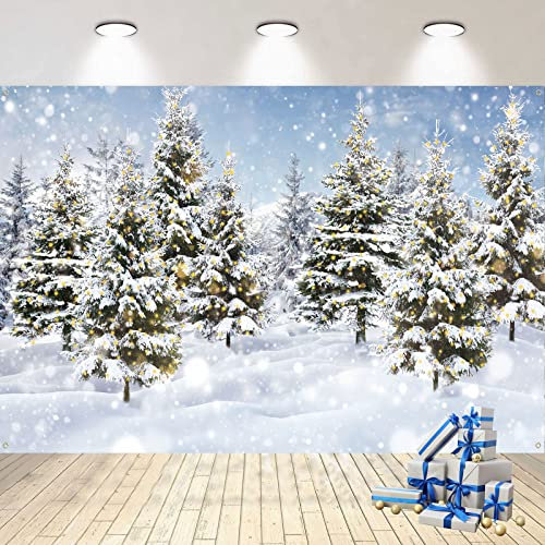 Weiß Weihnachten Banner - Realistisch Extra Großer Winter Schnee Wald Hintergrund für Winter Wonderland, Weihnachtsfeier, Babyparty, Geburtstag