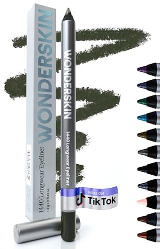 Wonderskin 1440 Longwear Green Wasserfester Eyeliner-Stift – Anspitzbarer Eyeliner-Stift Und Wischfeste Grüne Eyeliner-Stifte (Oliv)