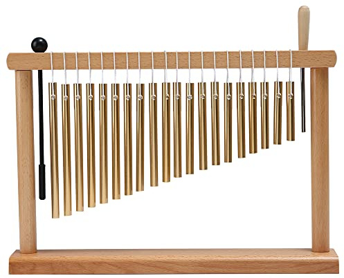 20-Note Chime Bar Table Top Wind Chime Music Percussion Instrument with Mallet, Golden