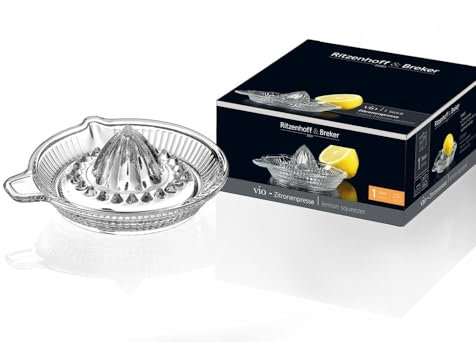 Ritzenhoff & Breker Vio Zitronenpresse, Zitronenentsafter, Zitrus Presse mit Ausgießer & Henkel, Kleine Saftpresse aus Glas, 50 ml, 820003