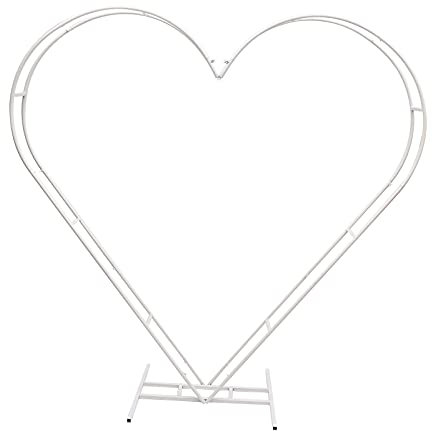 Heart Balloon Bow Arch Kit Metal Stand Wedding Flowers Shaped Circle Frame Hoop Heart-Shaped Set,For Wedding,Baby Party,Birthday Party,Anniversary,White,2.05m