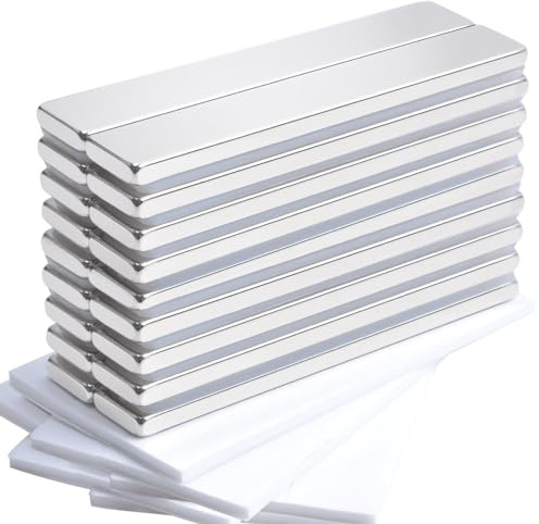 OCEUMAOA 18-Pack Neodymium Magnet Bar 60x10x3mm Self Adhesive Rare Earth Strips with Double-Sided Adhesive for Fridge Kitchen Craft Storage