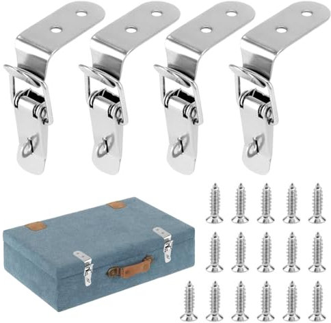 Sctmda Fermeture à Ressort Loquet 4 Pièces Loquet à Ressort Bascule Loquet Bascule en Acier Inoxydabl Fermeture à Bascule Fermoir de Tension en Acier Inoxydable Fermeture à Levier avec Vis