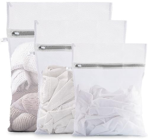 Sacchetti Lavatrice, 3 Pezzi Sacchetto Rete per Lavatrice, Sacchi per Biancheria Delicati, Rete Salvabucato Riutilizzabile e Resistente per Intimo, Reggiseno, Calzini e Camicette