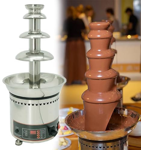 Elektrisk chokladfonduefontänmaskin, chokladfontän i rostfritt stål, chokladfonduefontänmaskin, varm choklad, smör, perfekt för fester,4tiers