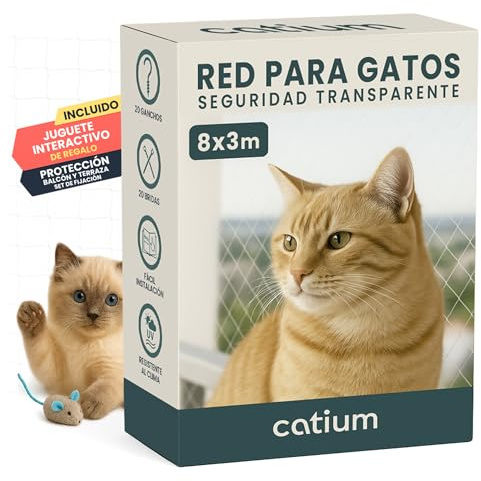 Red Para Gatos Terraza 8x3m Seguridad Transparente Ideal Balcon Ventana Tragaluces Proteccion Exterior Interior Malla Antidesgarro Duradera Kit Completo Montaje Cuerda Ganchos Bridas Juguete Regalo