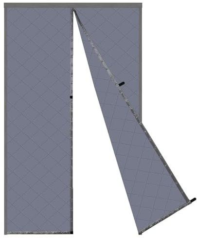 Risareyi Magnétique Rideau de Porte 90x240cm, Gris Rideau Thermique Isolant Anti Froid, Coton Couverture pour porte d'entrée en Hiver, Sans Perçage, Fermeture Automatique