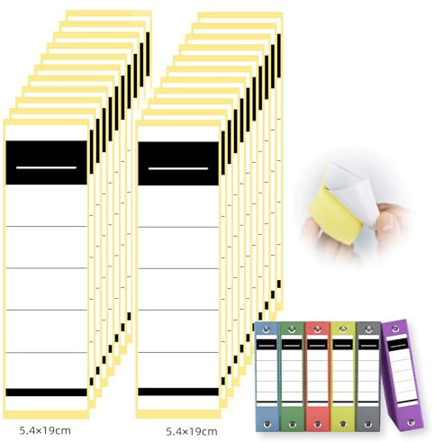 Juego de 100 etiquetas autoadhesivas para carpetas (19 x 5,4 cm), para carpetas estándar, estrechas y anchas, para oficina, biblioteca, archivado