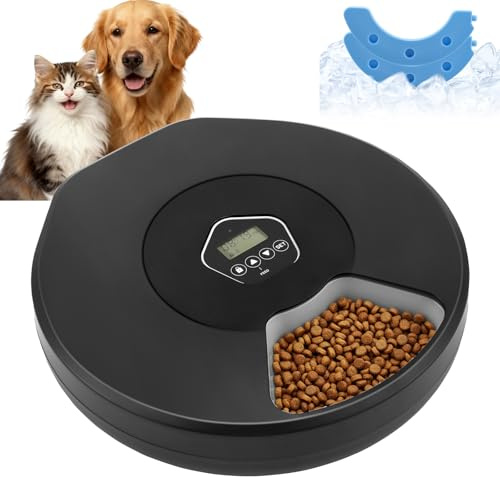 Distributeur Nourriture Humide Chat,avec Minuterie Programmable &Refroidissement,5 Repas,Distributeur Croquettes Chat Automatique sans Fil pour Aliments Humides Et Secs