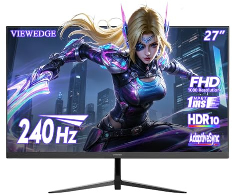 Viewedge Gaming Monitor 27 inch 240 Hz 1ms FHD 1920x1080 Computer Monitor