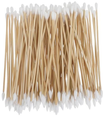 DINHEAROM 400 bastoncini di legno da 15 cm con doppia punta - Bastoncini di cotone appuntiti e arrotondati per la pulizia dei piercing, l'applicazione di cosmetici, i saloni di bellezza e la cura