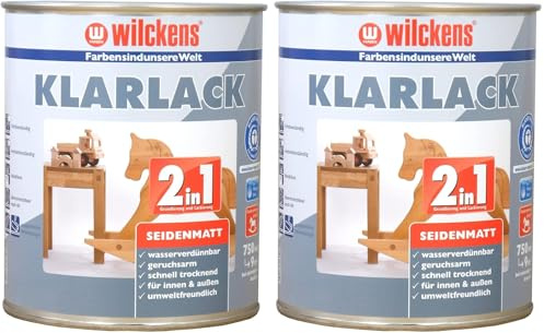 Wilckens 2in1 Klarlack seidenmatt, 750 ml, farblos (Packung mit 2)