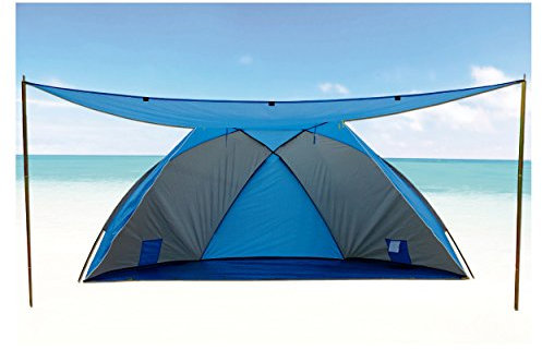 Strandmuschel 46254 mit zusätzlichem Sonnendach und UV-Schutz - 270 x 120 x 120 cm