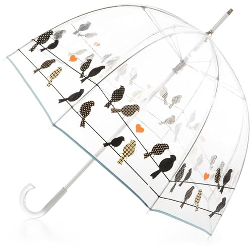 Totes Signature Clear Bubble, Rain & Windproof Umbrella - Perfect for Weddings, Travel and Outdoor Events - Curved Handle with Deluxe Finish, in Transparent or Colorful Design Options