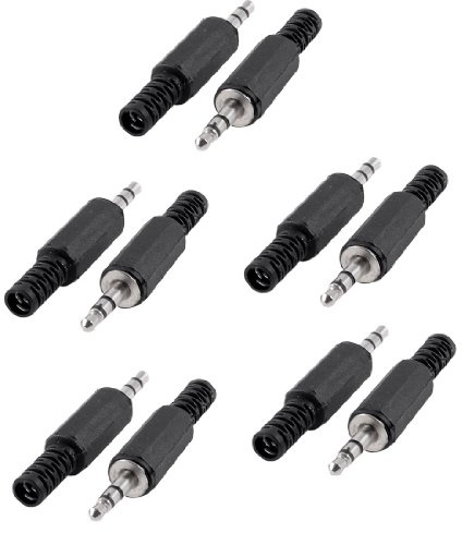 Sourcingmap 3.5mm Plastic Shell Audio Jack Plug Connector - Black (Pack of 10)