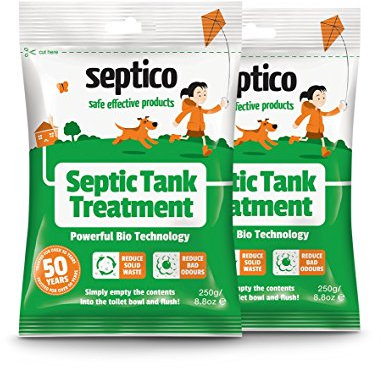 Septico Septic Tank Treatment 2 x 250g - Twin Pack, 12 Month Supply for Complete Septic System Maintenance, Effective Bacteria Booster, Drain Cleaner, and Odour Eliminator