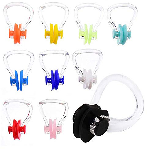 ZARRS Nasenklammer Schwimmen,10 Stück Silikon Nasen Clip Schutz Geeignet für Erwachsene und Kinder Schwimmen Freitaucher und Anfänger