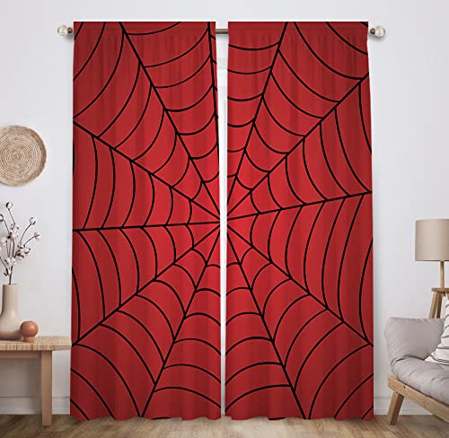 Allenjoy Tende per finestre con ragnatela rossa per bambini, per camera da letto, cameretta dei bambini, decorazione per casa e ufficio, oscuranti, tessuto resistente, lavabile in lavatrice, 208,3 x