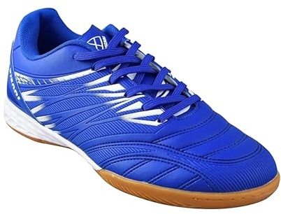 Vizari Valencia Indoor Soccer Shoes for Men and Women | Lightweight Synthetic Upper and Non-Marking Rubber Outsole for Enhanced Agility | Traction On Futsal and Indoor Soccer Fields Royal/White