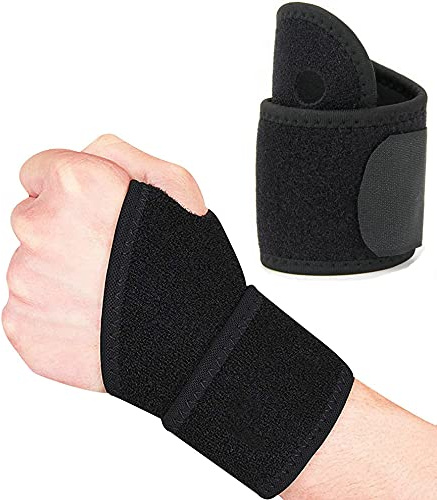GUTEINTE Supporto per Mano e Polso, Polso Fascia Tutore per Tunnel Carpale Dolore Benda Fitness Polsino, Polsiera Protettiva Bretelle per Sport, Palestra, Lavoro, Taglia Unica, 2 Pezzi (Nero)